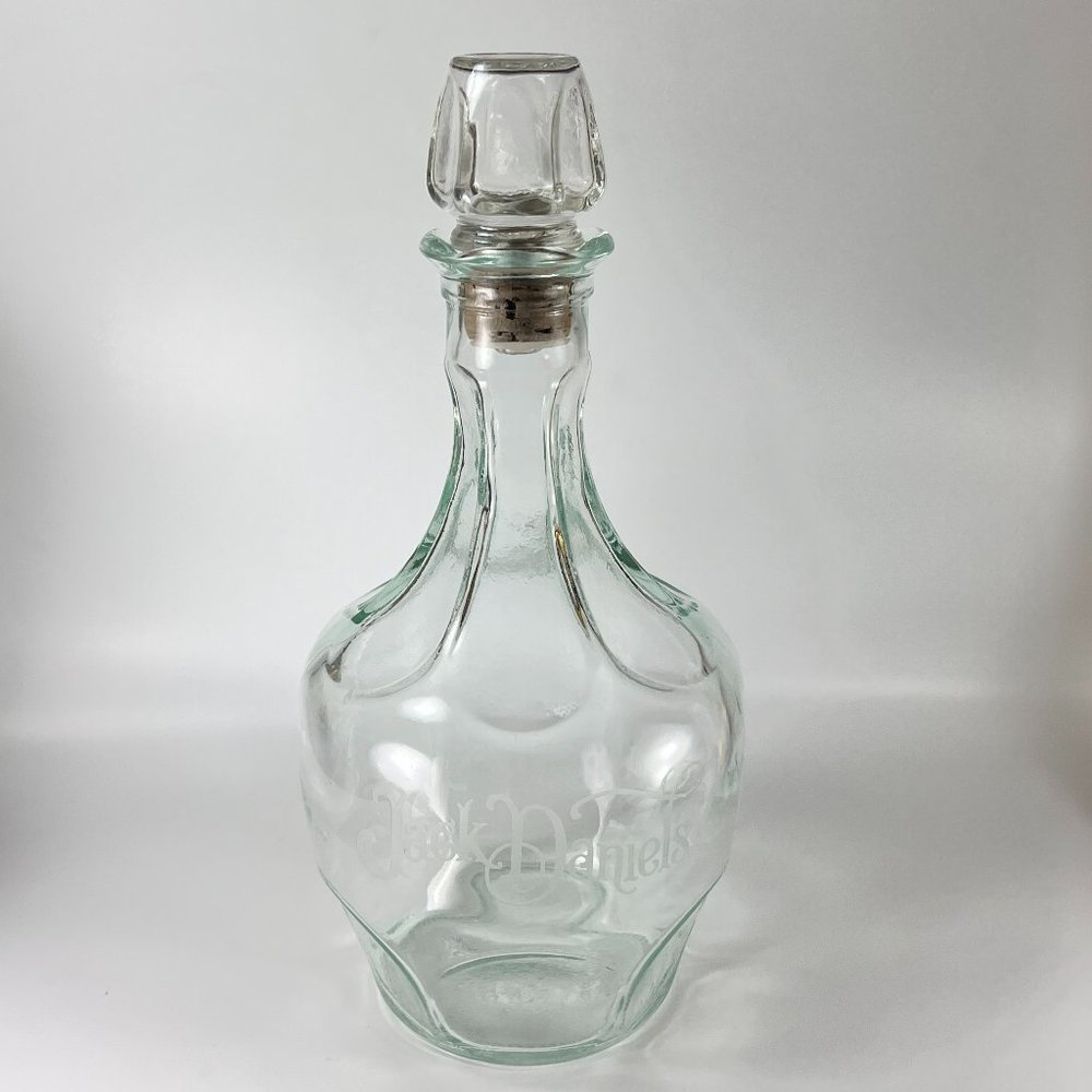 Vtg Jack Daniels Bottle 1901 The Mystery Belle Lincoln Clear Glass Etched Empty